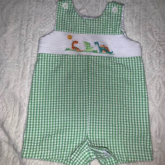 Good Lad Other - Green/white check w/ smocked dinosaur 🦕 size 12m